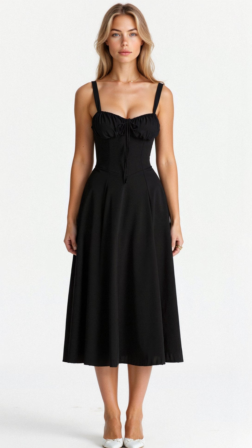 Valenzora | Summery Midi Dress with Straps & Slit - Airy, Elegant & Perfect for Warm Days