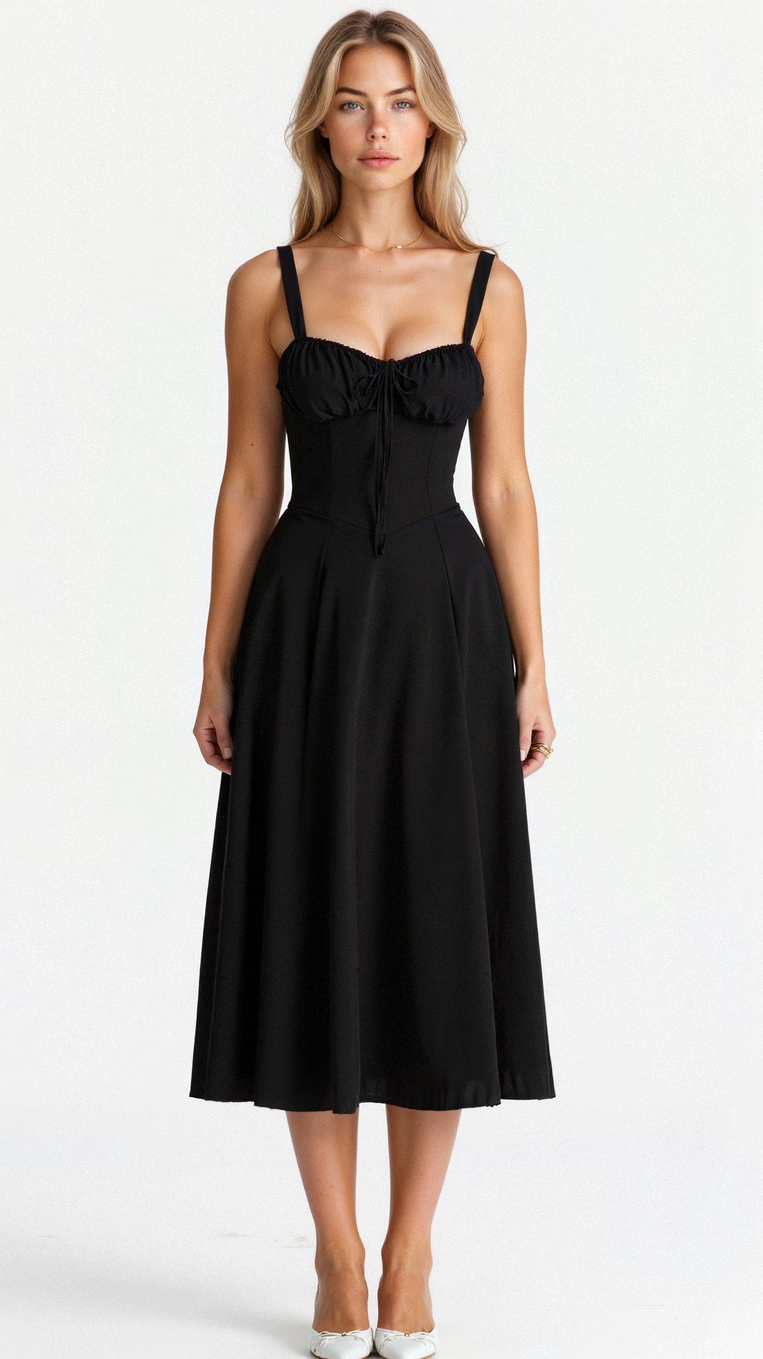 Valenzora | Summery Midi Dress with Straps & Slit - Airy, Elegant & Perfect for Warm Days