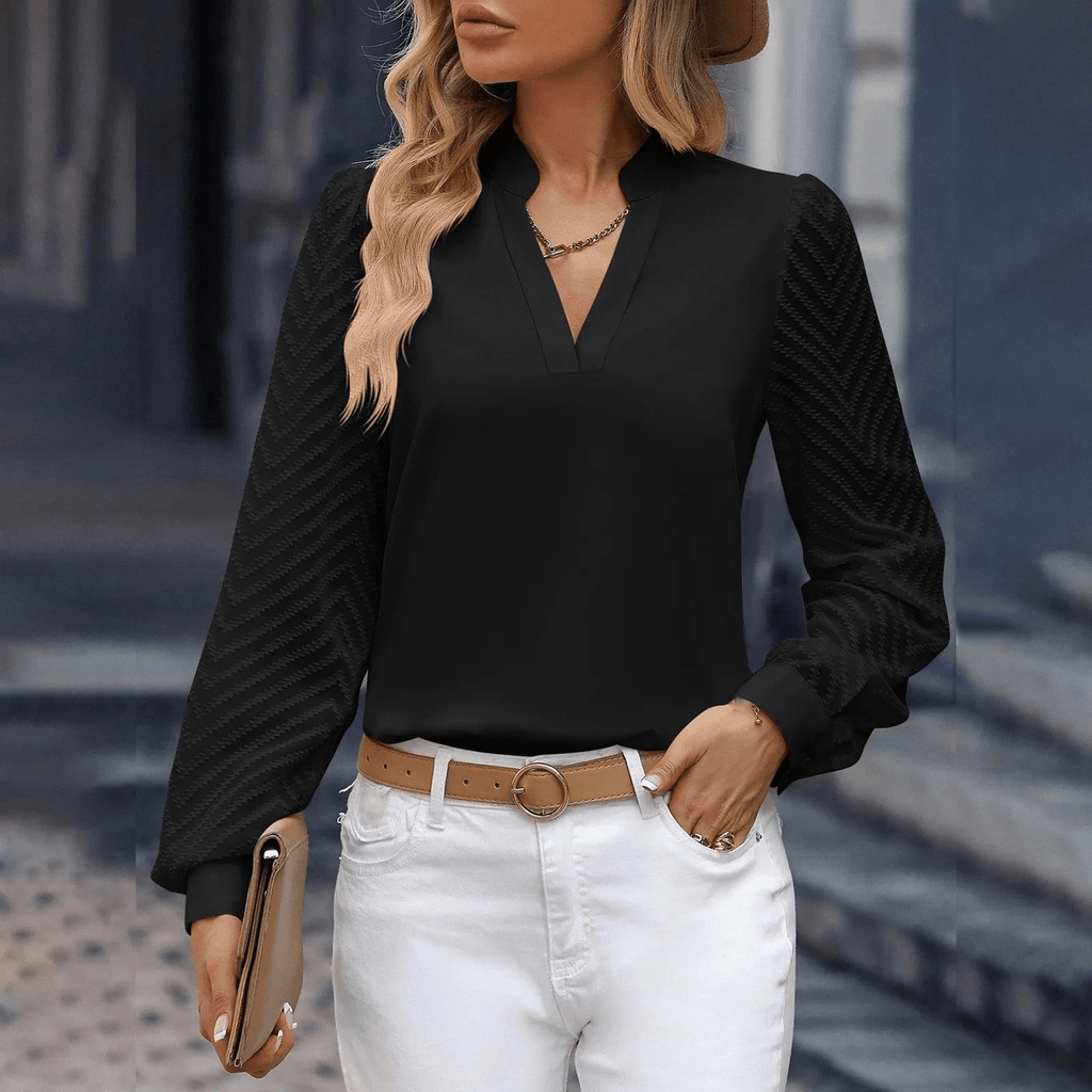 Valenzora | Elegant Chiffon Women's Top with V-Neck, Formal and Casual