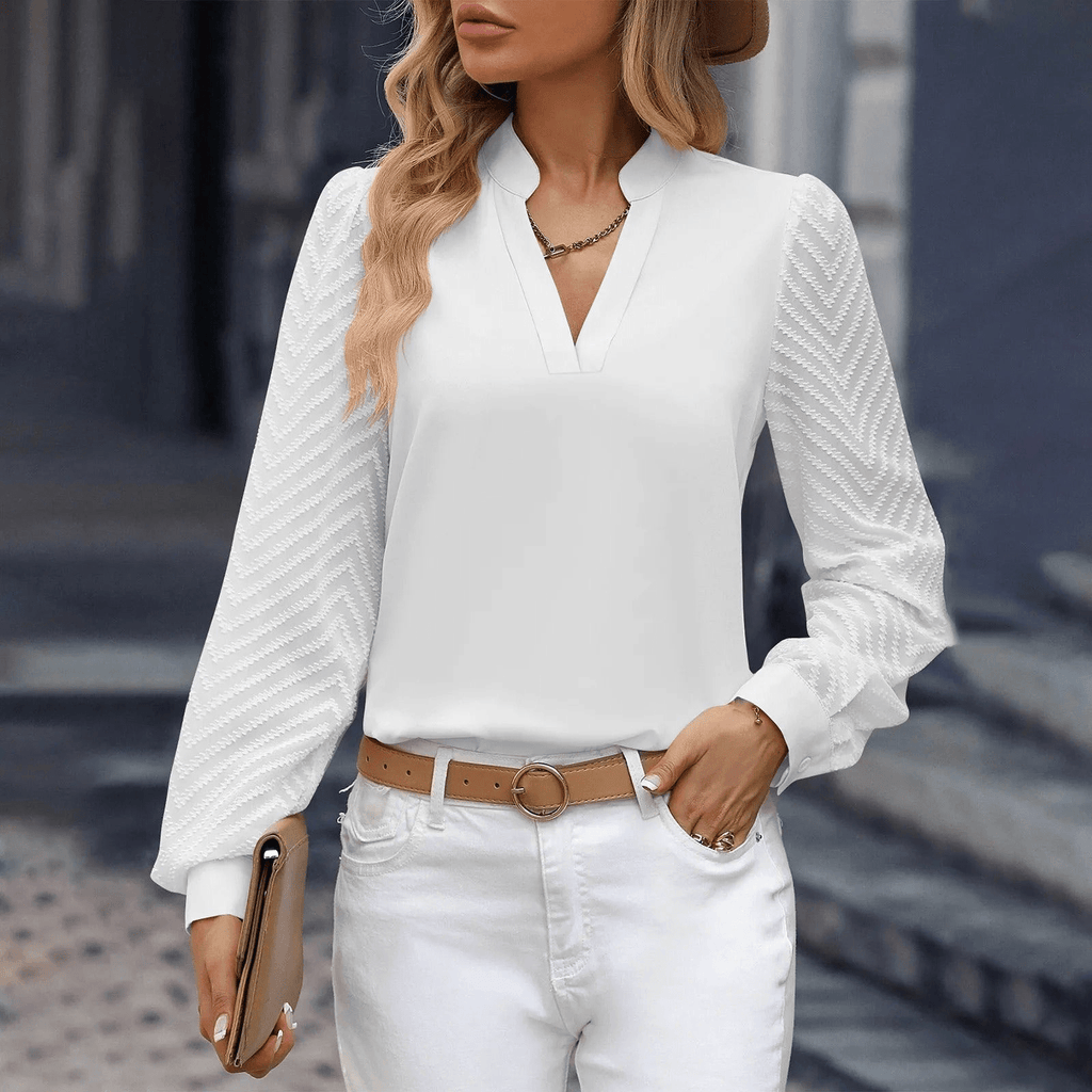 Valenzora | Elegant Chiffon Women's Top with V-Neck, Formal and Casual