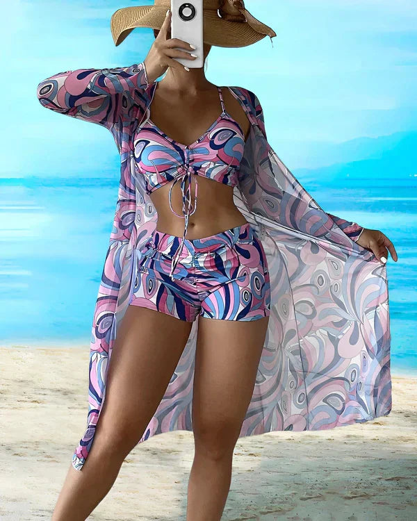 Valenzora - 3-teiliger Bikini mit Blumenmuster