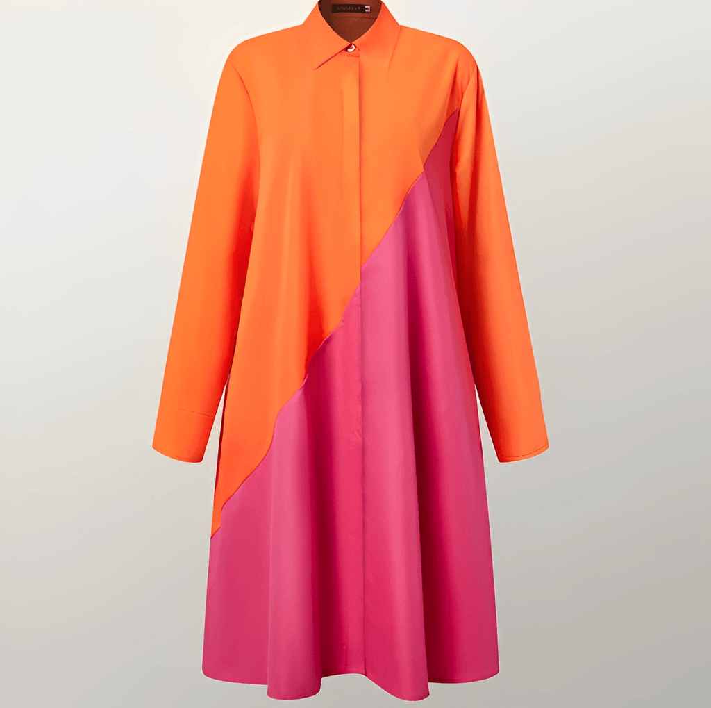 Hemdblusenkleid mit Umlegekragen und Dreiviertelärmeln
