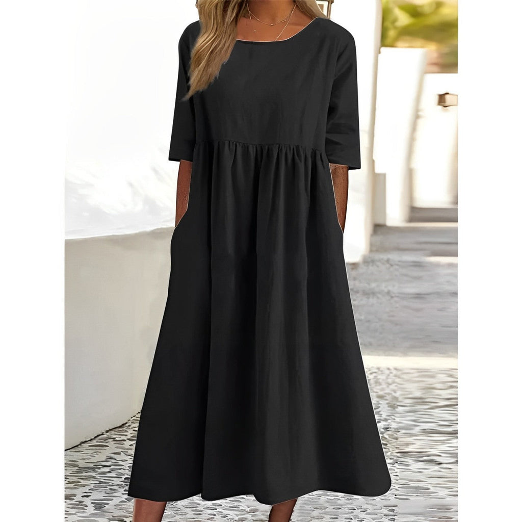 Valenzora | Breathable cotton linen midi dress