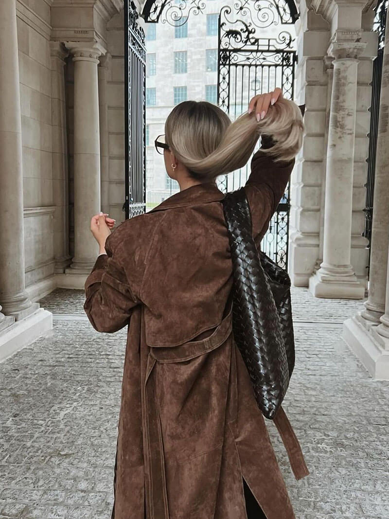 Valenzora | Vegan suede trench coat