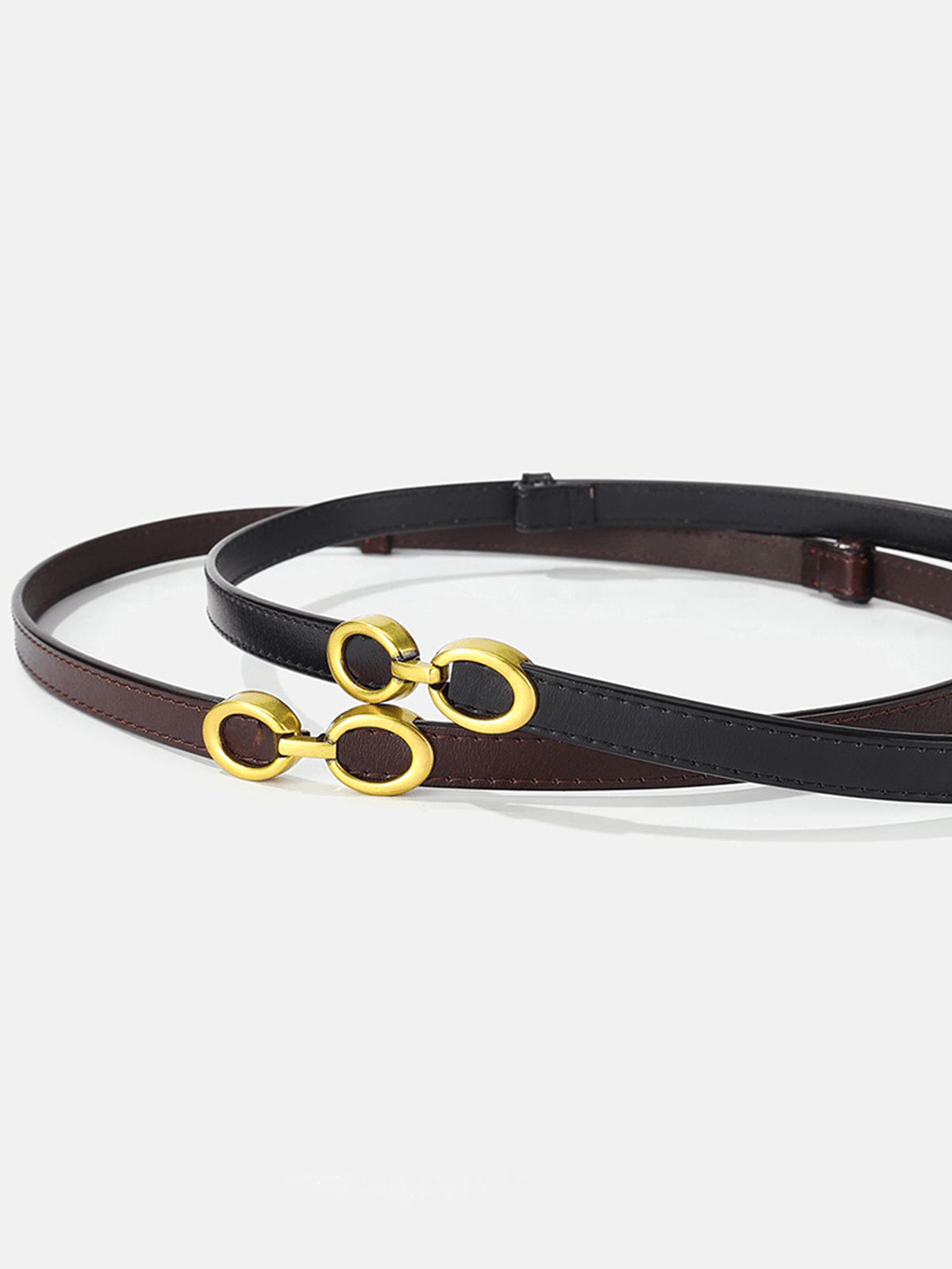 Valenzora | Elegant women's belt, narrow leather belt with ring closure