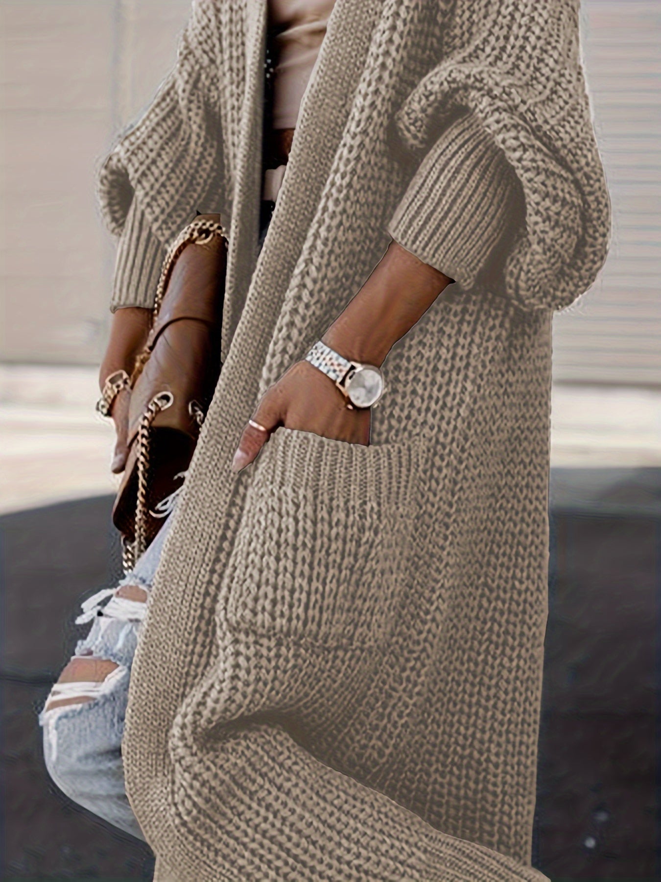Valenzora Strickjacke aus Wolle mit Taschen für Damen | Perfekt für den Alltag