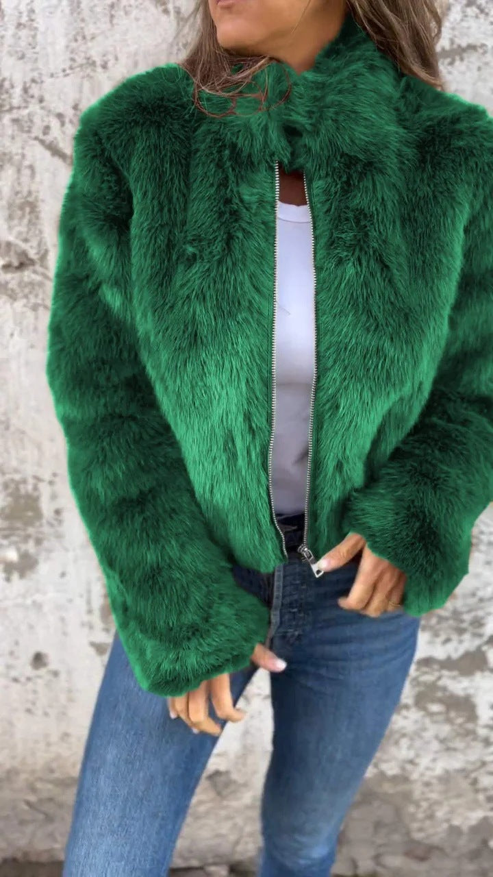 Valenzora | Elegant fur coat with zipper closure
