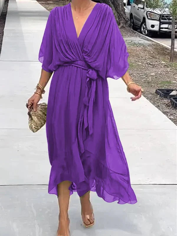 Valenzora | Stilvolles und elegantes Chiffonkleid mit V-Ausschnitt