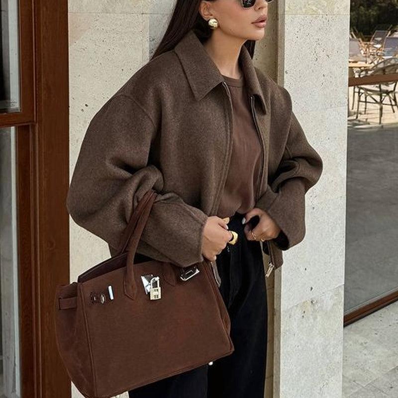 Valenzora | Warm long-sleeved down collar jacket with zipper