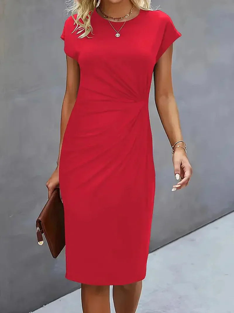 Valenzora | Stylish slim dress with round neckline