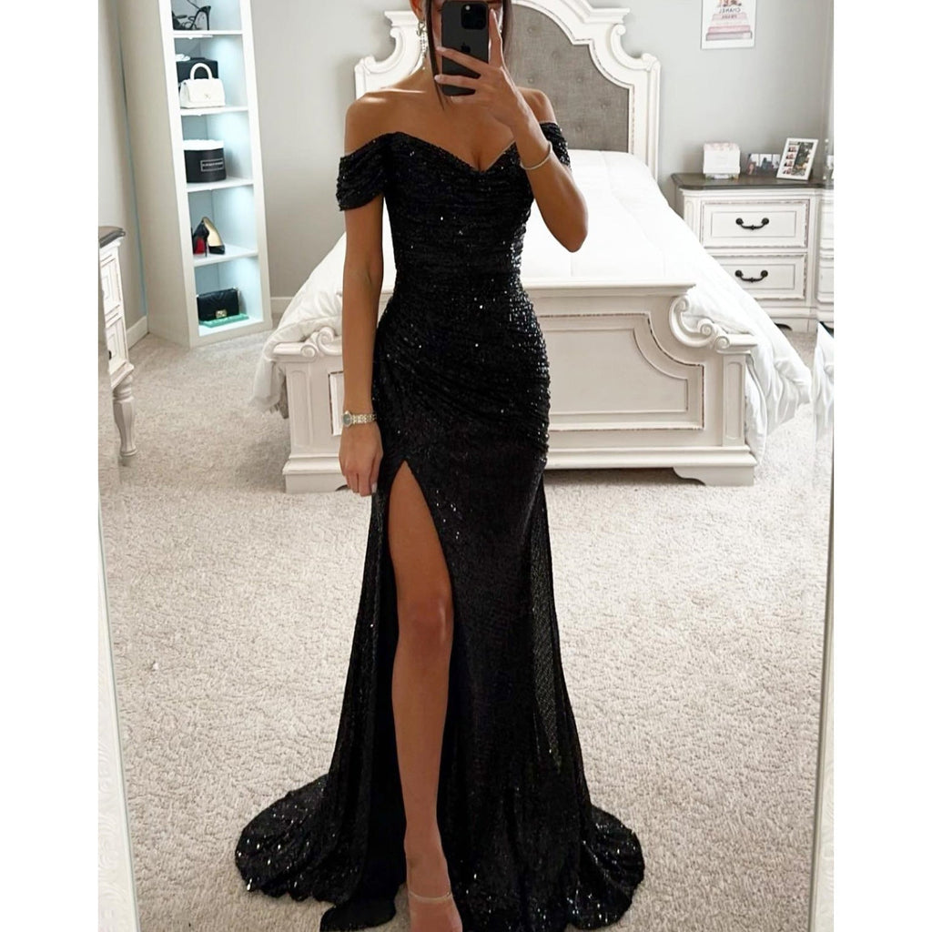 Valenzora | Festliches Paillettenkleid mit Schlitz