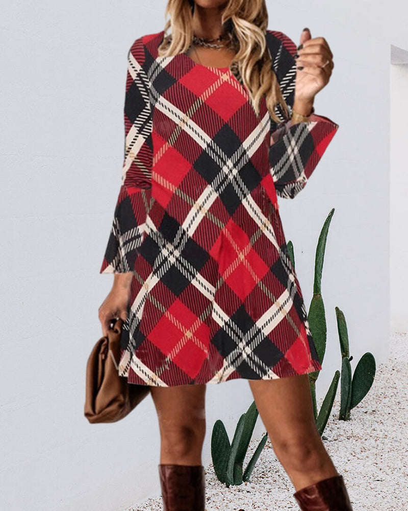 Valenzora | Festliches kariertes Freizeitkleid