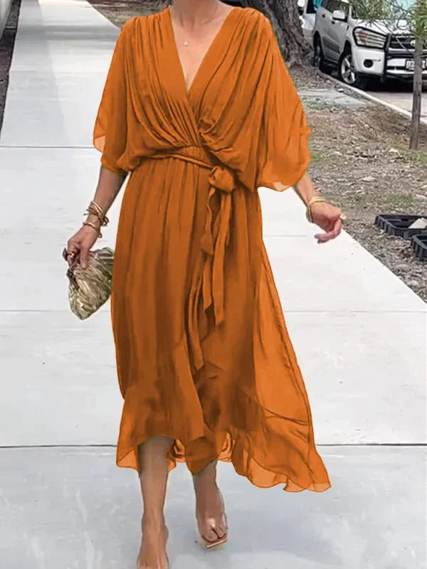 Valenzora | Stilvolles und elegantes Chiffonkleid mit V-Ausschnitt