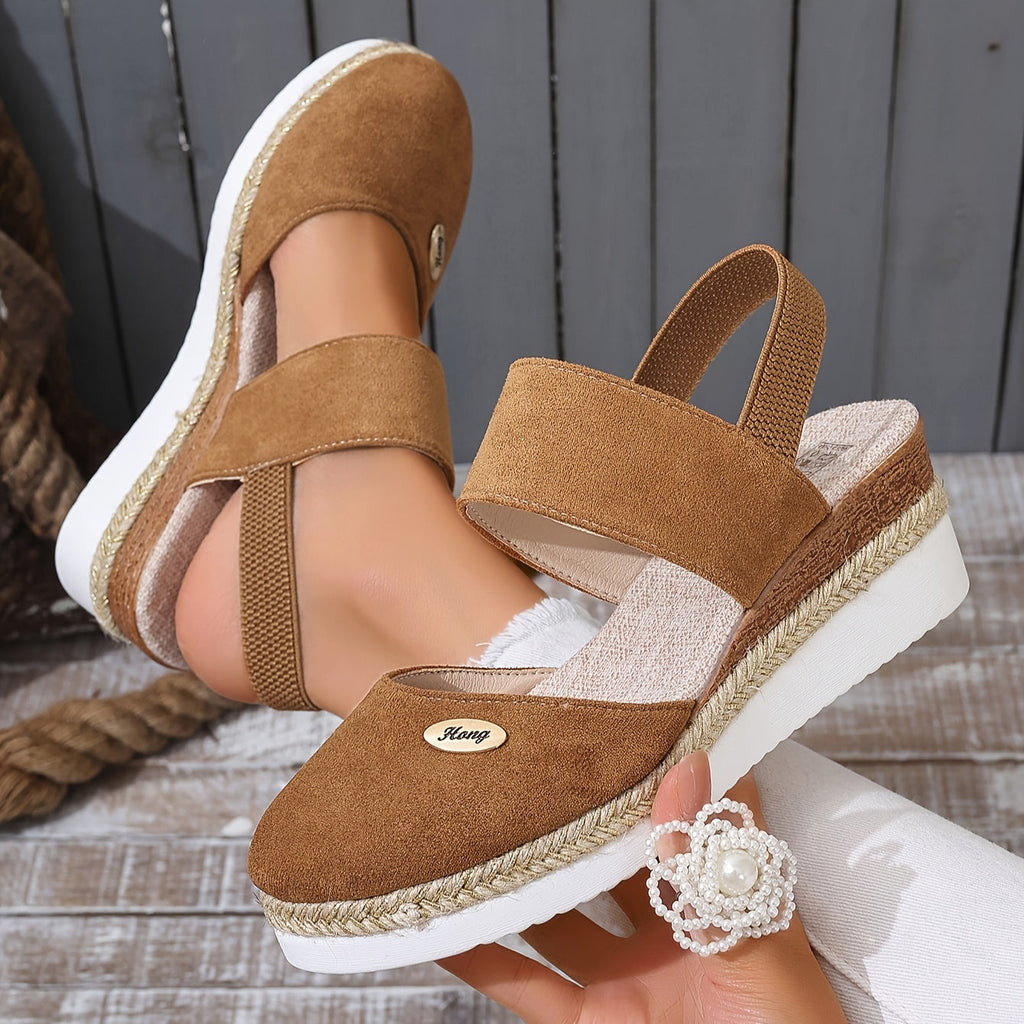Valenzora | Women's Platform Sandals: Non-slip, Closed Toe, Elastic Strap