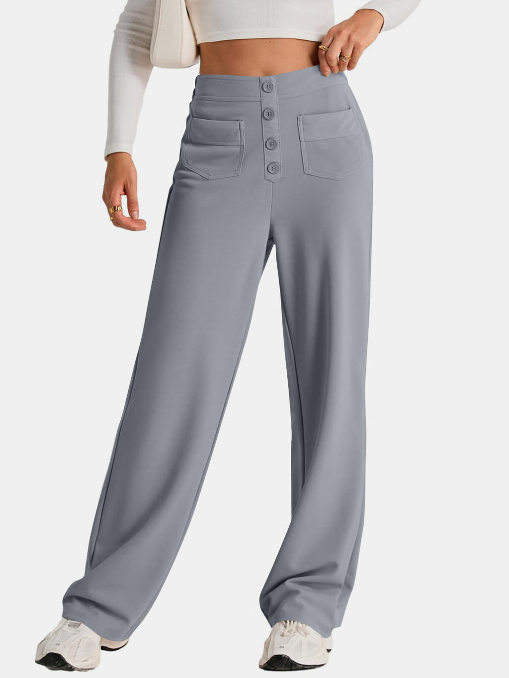 Valenzora | Wide-waisted trousers with pockets, elegant and comfortable