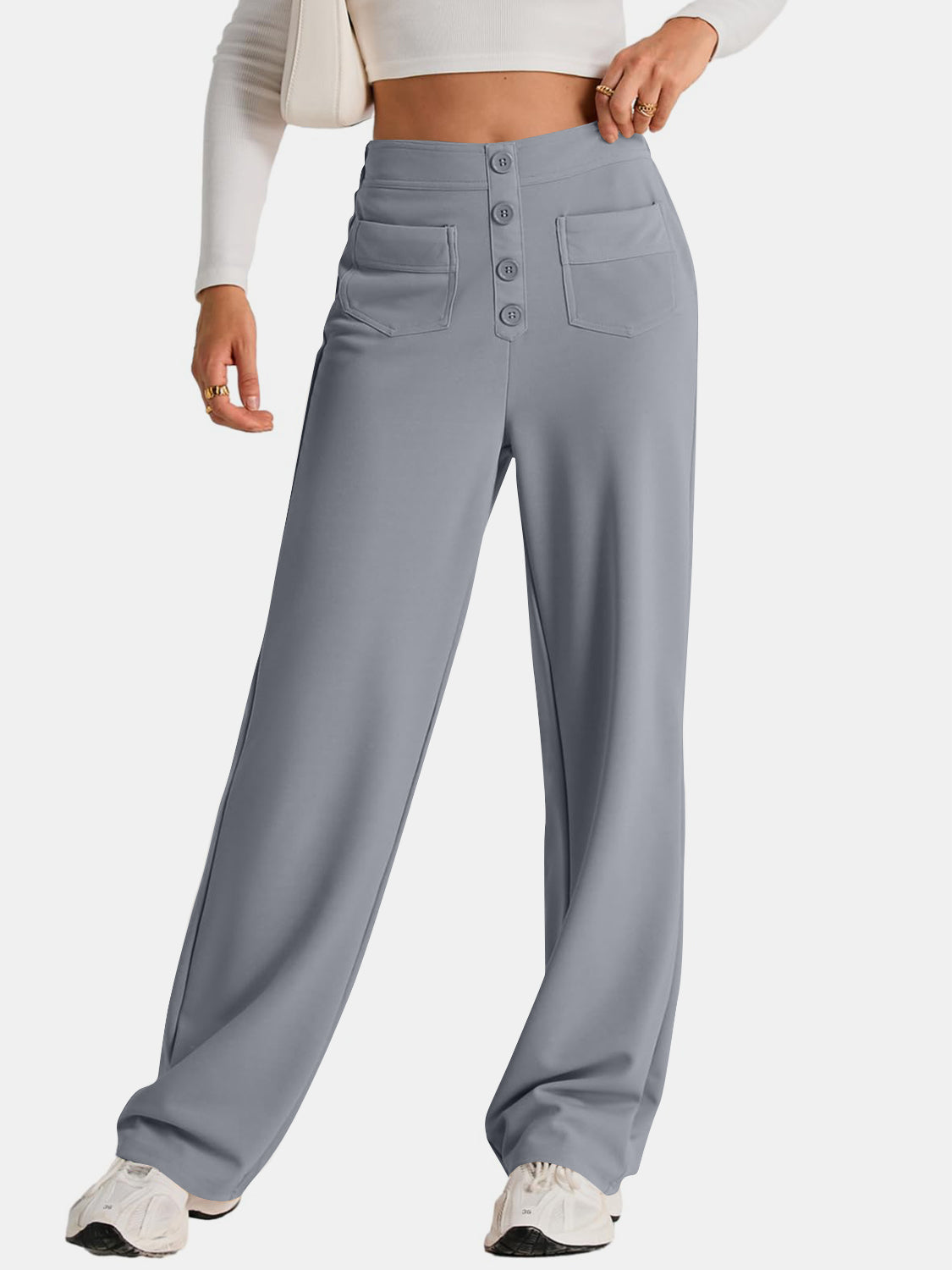 Valenzora | Wide-waisted trousers with pockets, elegant and comfortable
