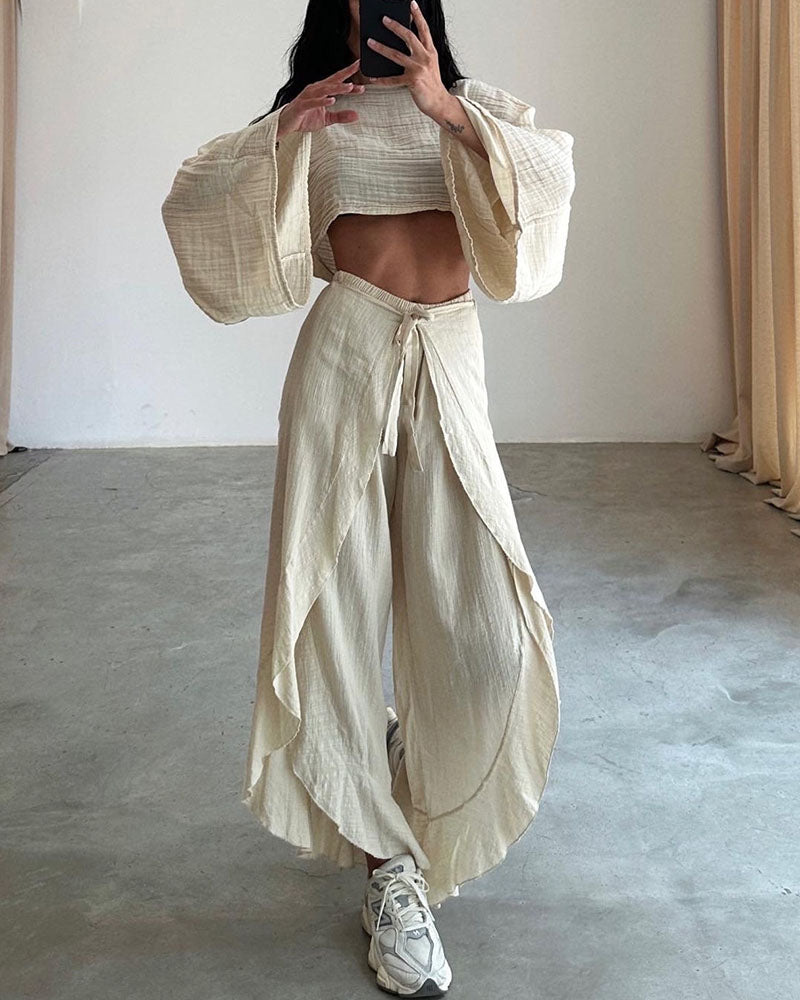 Valenzora | Slit Binding Cotton and Linen Two-Piece Set