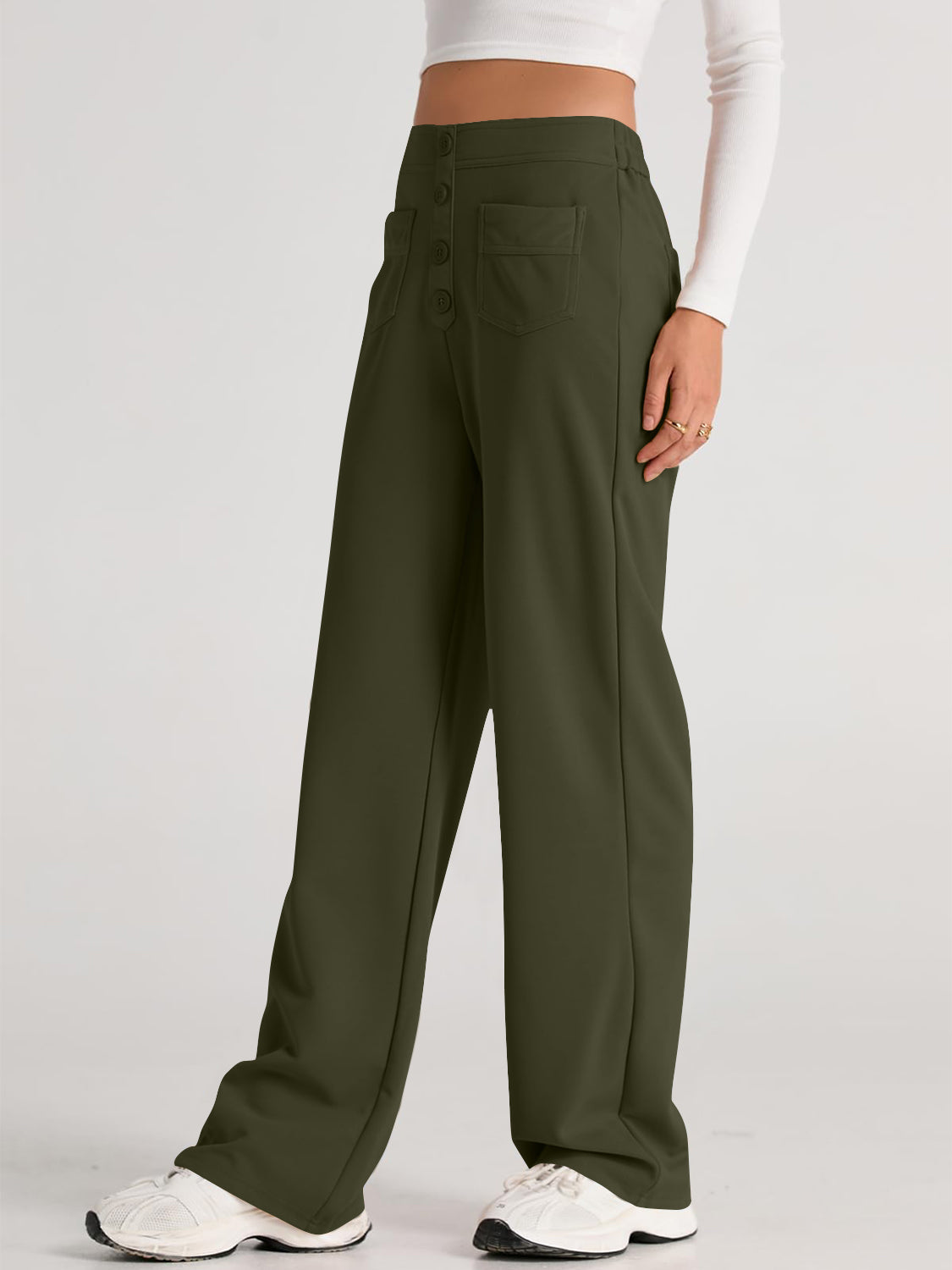 Valenzora | Wide-waisted trousers with pockets, elegant and comfortable