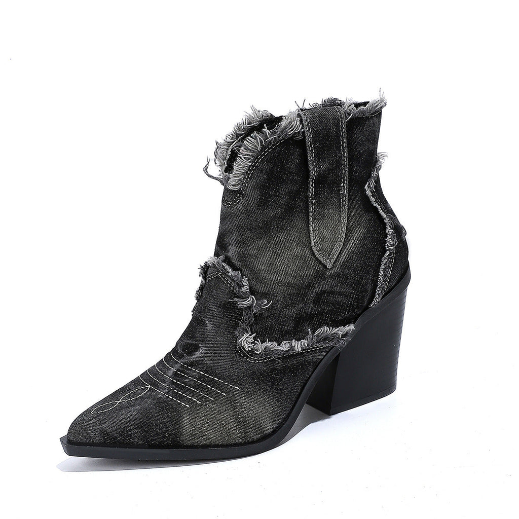 Valenzora | Women's Trendy Pointed-Toe Western Cowboy Boots Comfortable Ankle Boots