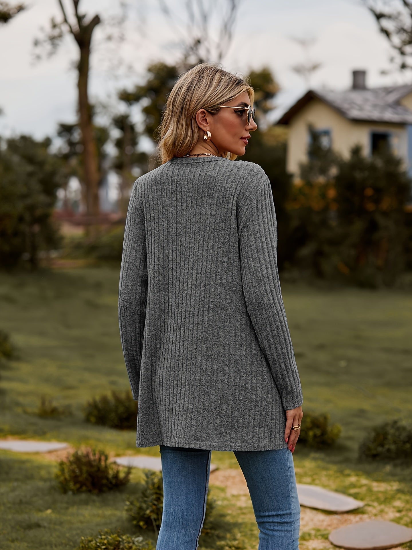 Valenzora Warm Ribbed Cotton Knit Cardigan for Women | Perfect for Casual Days