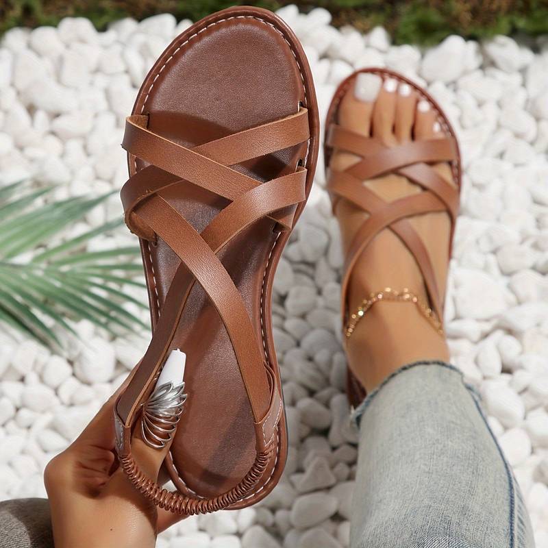 Valenzora | Crisscross Flat Sandals with Non-Slip Strap