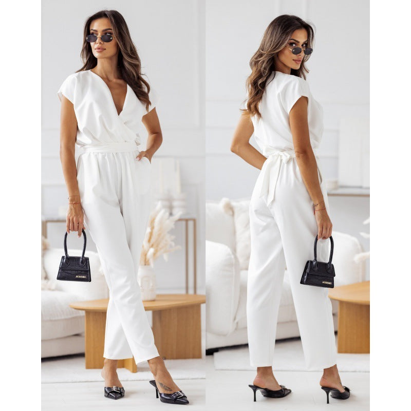 Valenzora One-piece with short sleeves and lacing details for summer