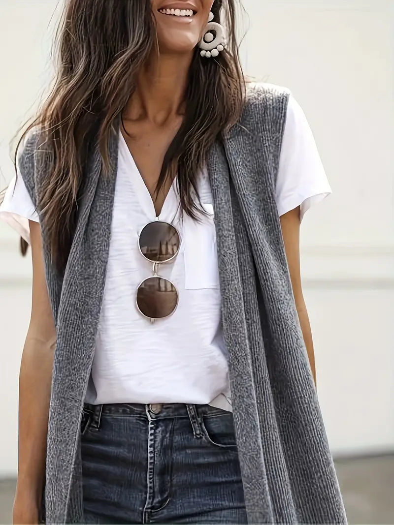 Valenzora | Lässige lange Strickweste Cardigan