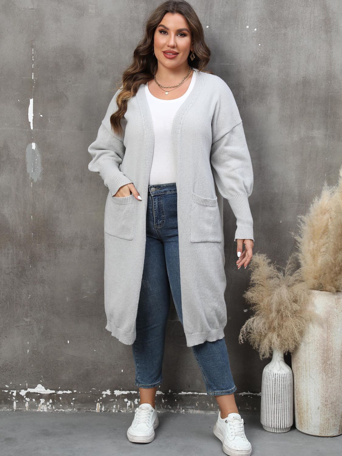 Valenzora | Plus Size Langarm-Cardigan mit Taschen