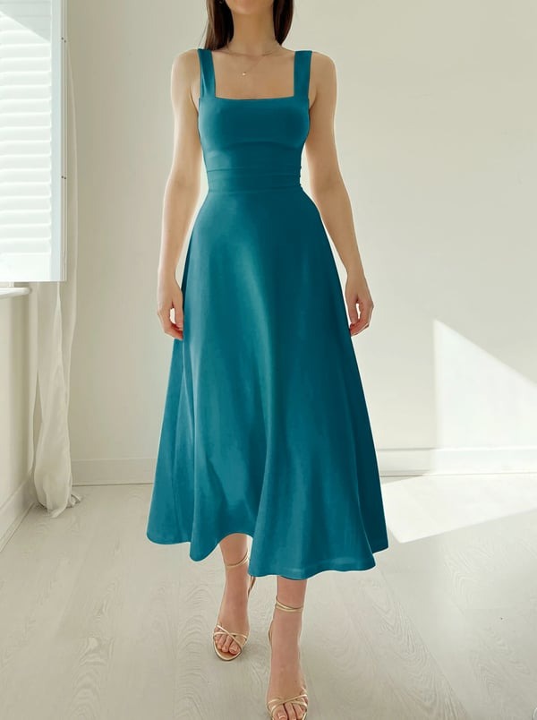 Damen-Midikleid mit breiten Trägern