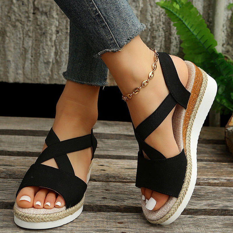 Valenzora | Wedge Sandals with Cross Straps for Women
