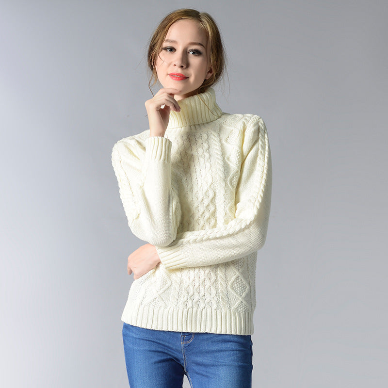Celina™ - Women's long-sleeved roll-neck sweater with cable knit