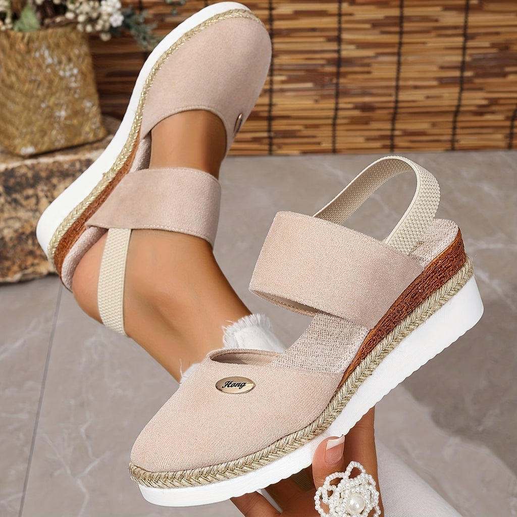 Valenzora | Women's Platform Sandals: Non-slip, Closed Toe, Elastic Strap