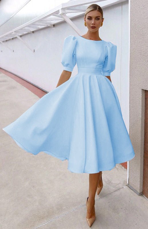 Valenzora | Fashion Solid Color Slim Fit Sexy Big Swing Dress
