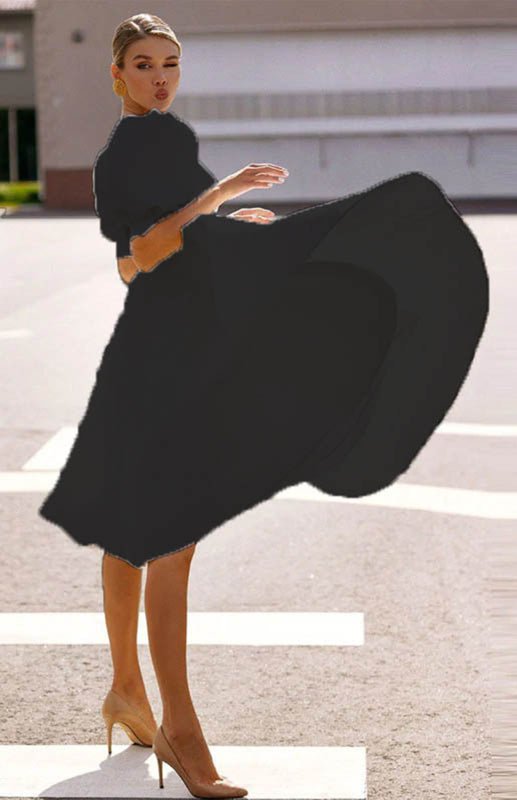 Valenzora | Fashion Solid Color Slim Fit Sexy Big Swing Dress