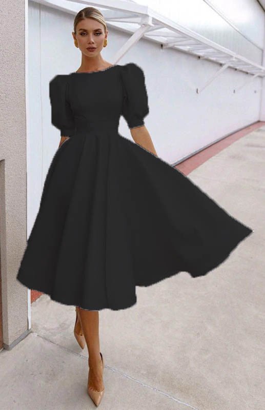 Valenzora | Fashion Solid Color Slim Fit Sexy Big Swing Dress