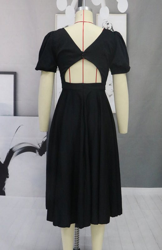 Valenzora | Fashion Solid Color Slim Fit Sexy Big Swing Dress