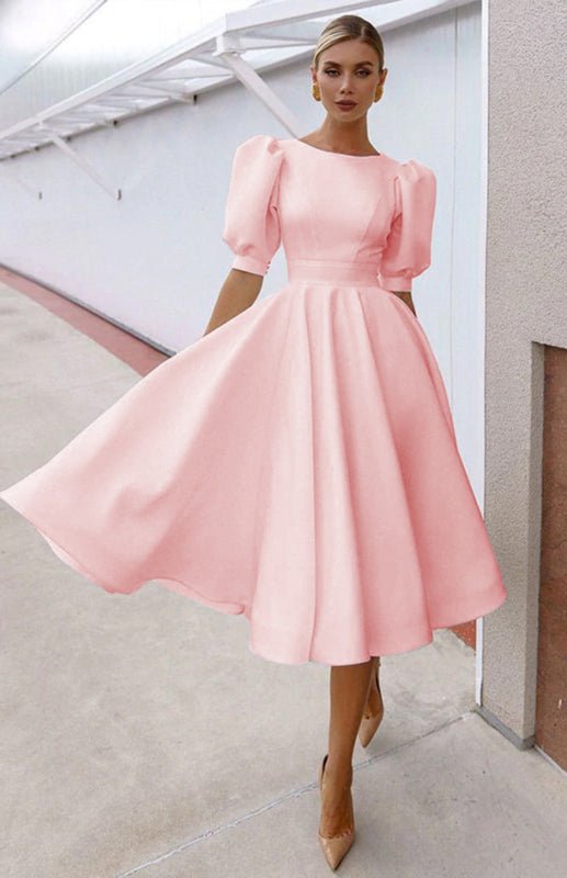 Valenzora | Fashion Solid Color Slim Fit Sexy Big Swing Dress