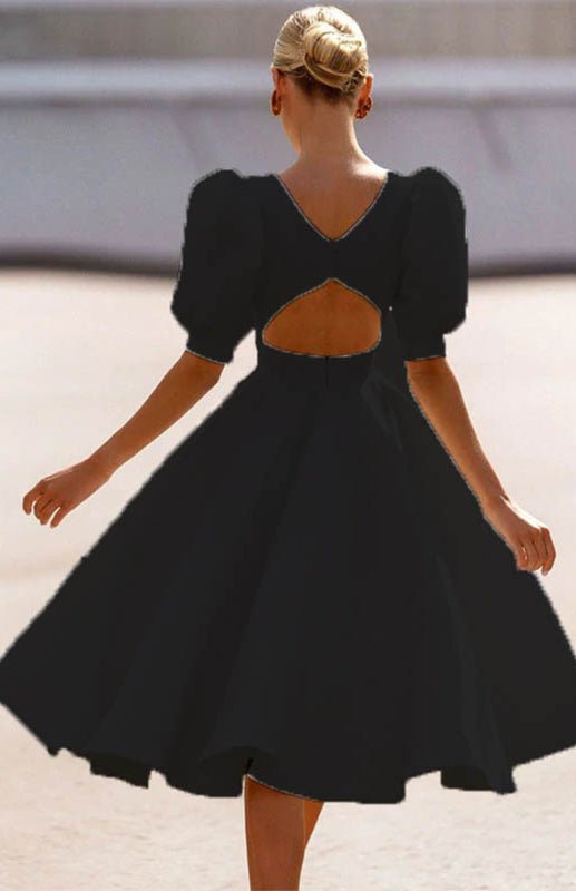 Valenzora | Fashion Solid Color Slim Fit Sexy Big Swing Dress