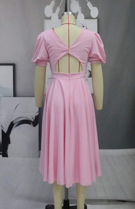 Valenzora | Fashion Solid Color Slim Fit Sexy Big Swing Dress