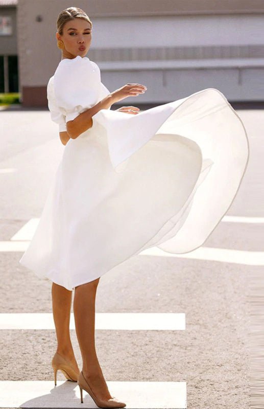 Valenzora | Fashion Solid Color Slim Fit Sexy Big Swing Dress
