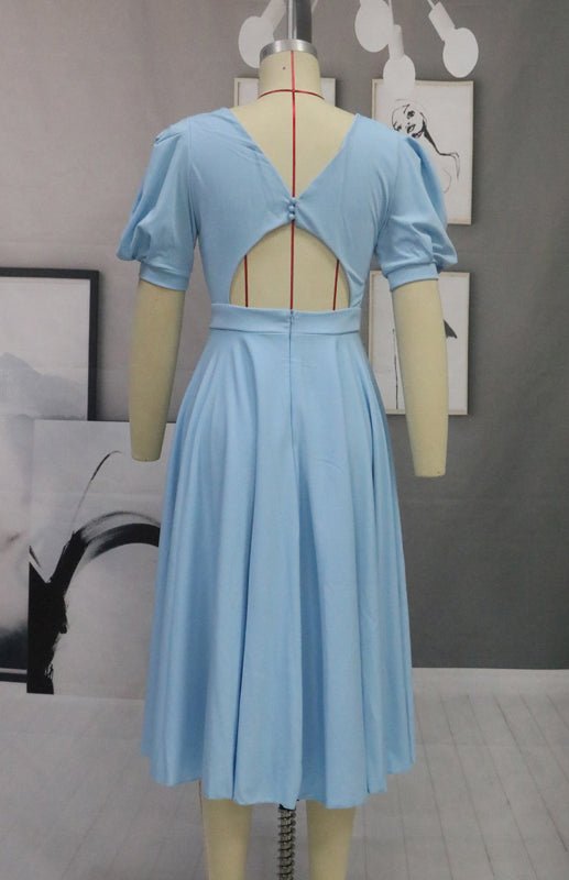 Valenzora | Fashion Solid Color Slim Fit Sexy Big Swing Dress