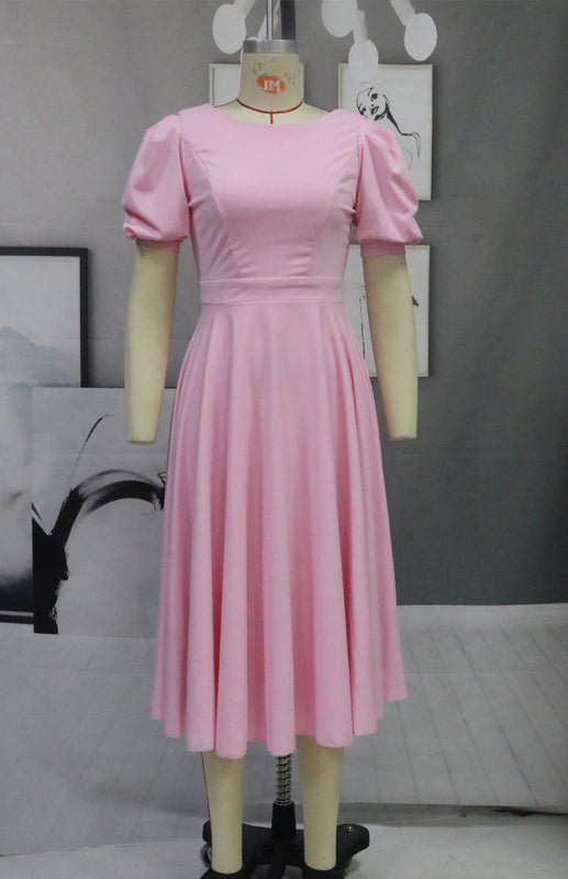 Valenzora | Fashion Solid Color Slim Fit Sexy Big Swing Dress