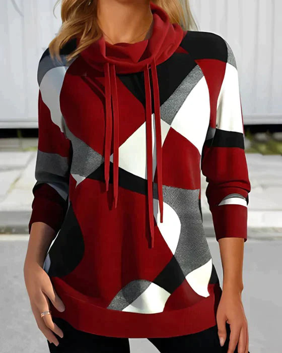 Valenzora | Hoodie with high collar and contrasting color