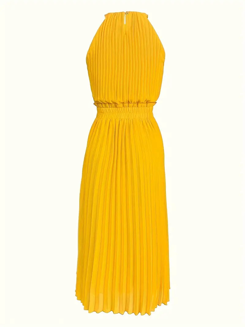 Valenzora | Elegantes sommerliches Midikleid mit Rundhalsausschnitt und geraffter Taille