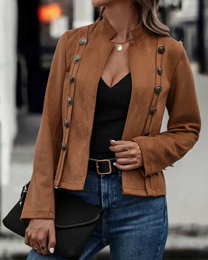 Valenzora | Stylish double-breasted solid color jacket