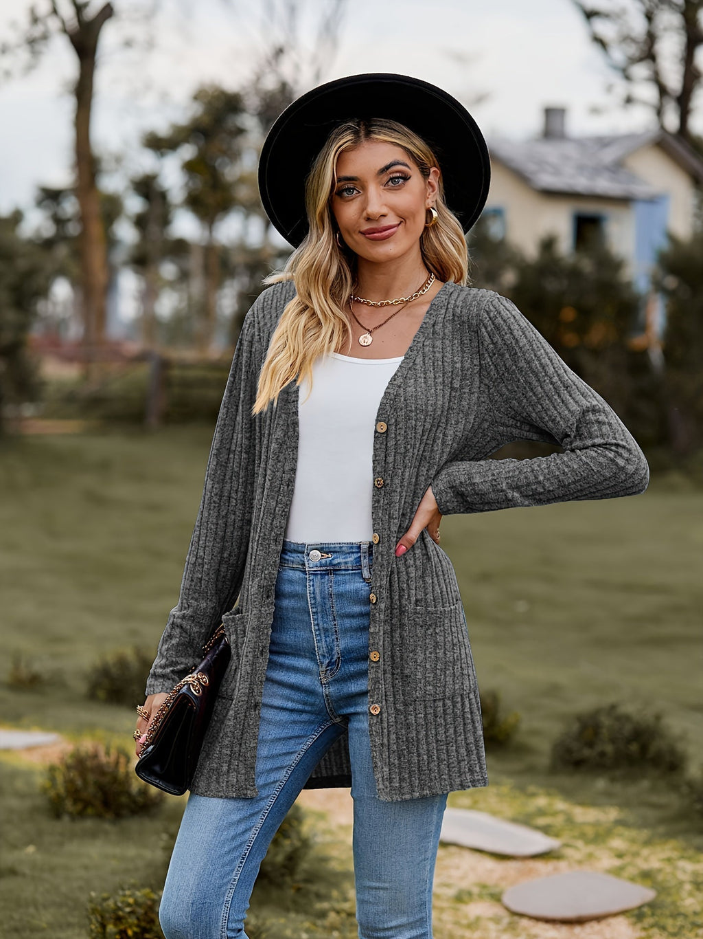 Valenzora Warm Ribbed Cotton Knit Cardigan for Women | Perfect for Casual Days