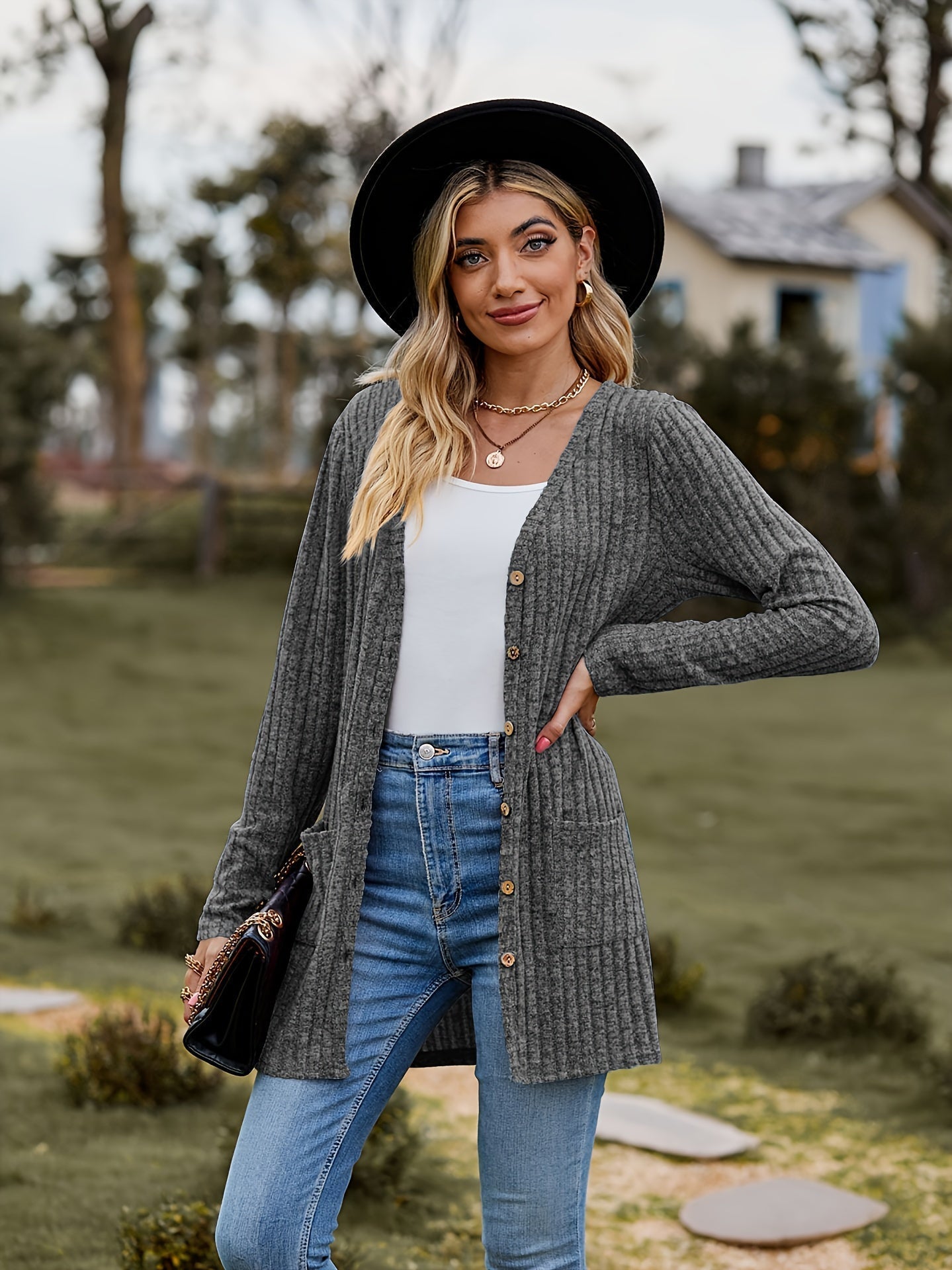 Valenzora Warm Ribbed Cotton Knit Cardigan for Women | Perfect for Casual Days
