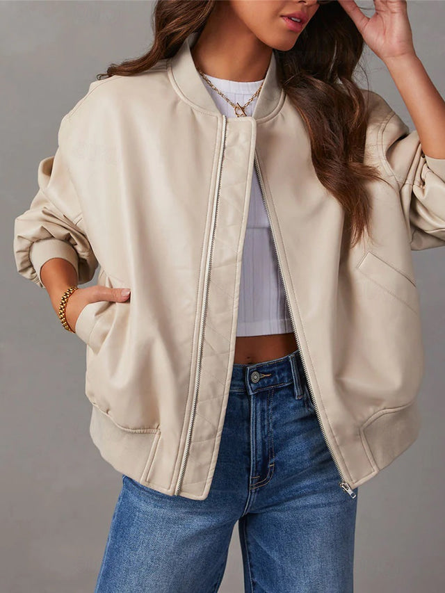 Valenzora | Loose leather jacket for women