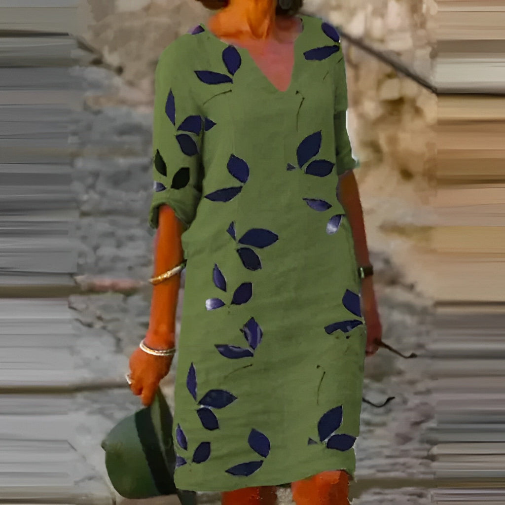Valenzora | Summer dress with leaf print