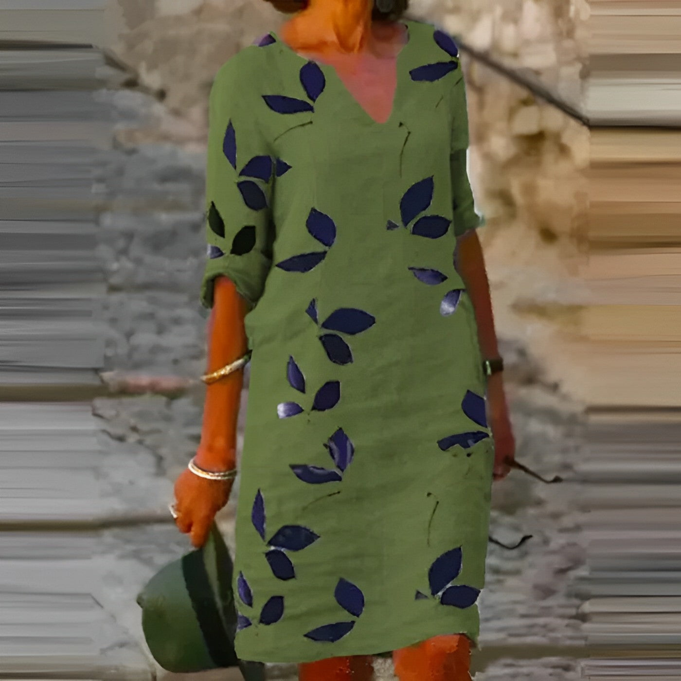 Valenzora | Summer dress with leaf print